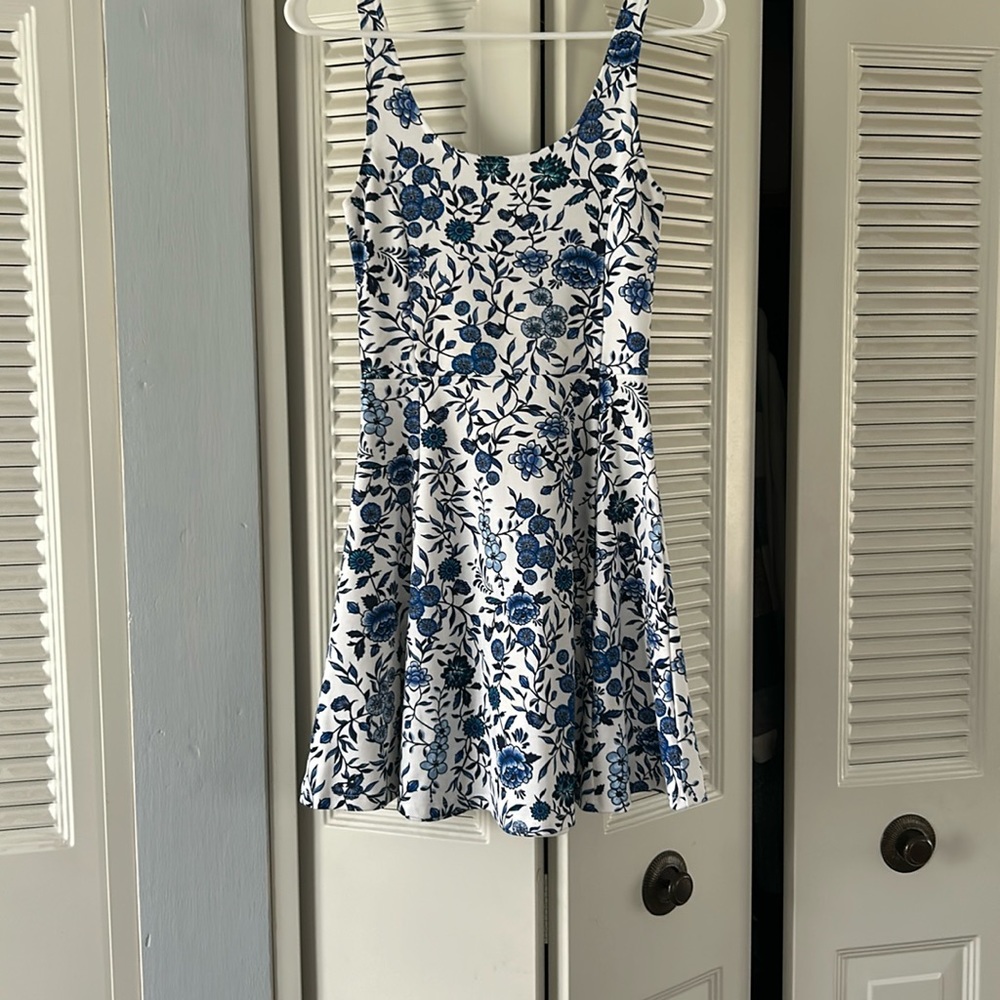 Blue floral skater dress